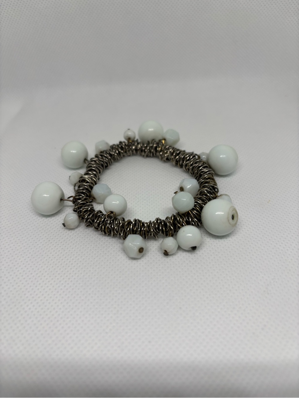1950’s vintage white milk glass "cha cha" expansion bracelet